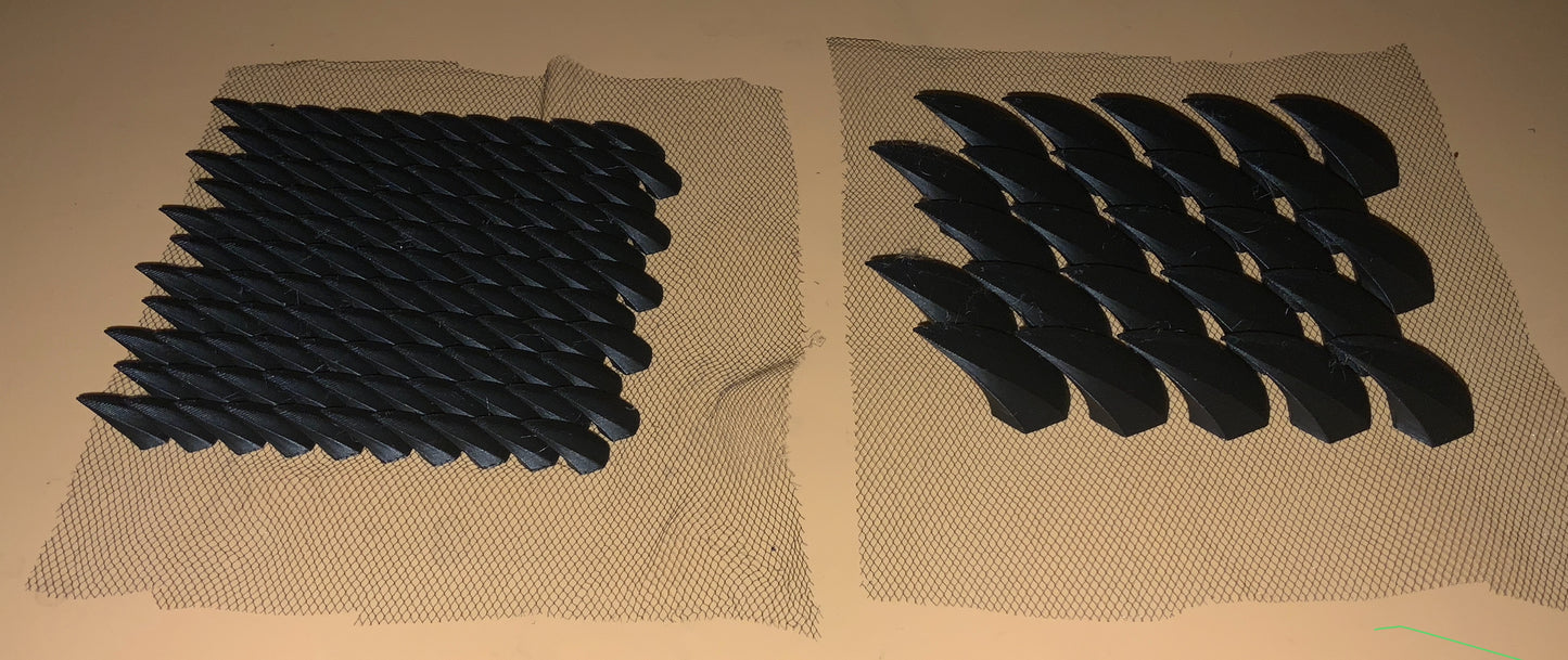 Dragon Scales on Sheets of Mesh Fabric! Great for shoulders, bracers, hand armor, cosplay, etc.! Ready to glue or sew! 3d Print!
